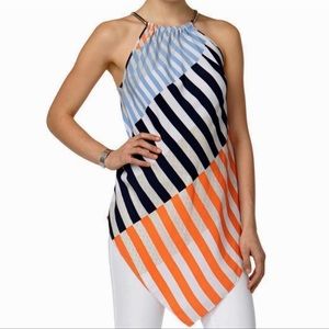 Alfani Chain-Neck Halter Top Diagonal Stripe XL